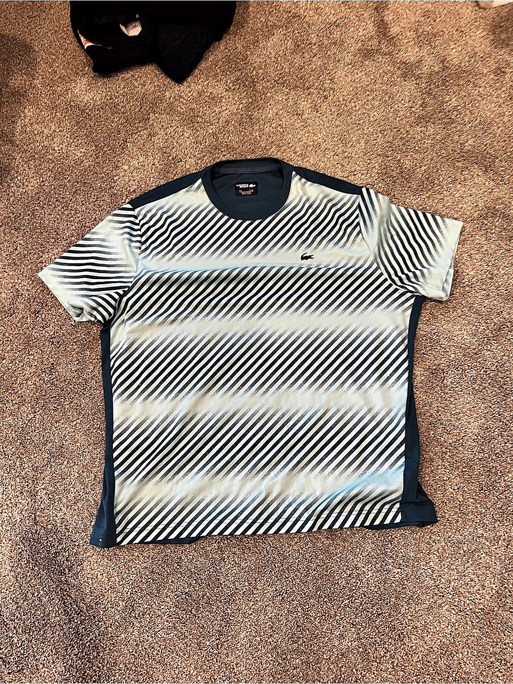 Lacoste Ultra Dry Graphic Print Sport T-Shirt Men's Blue & White 3Xl